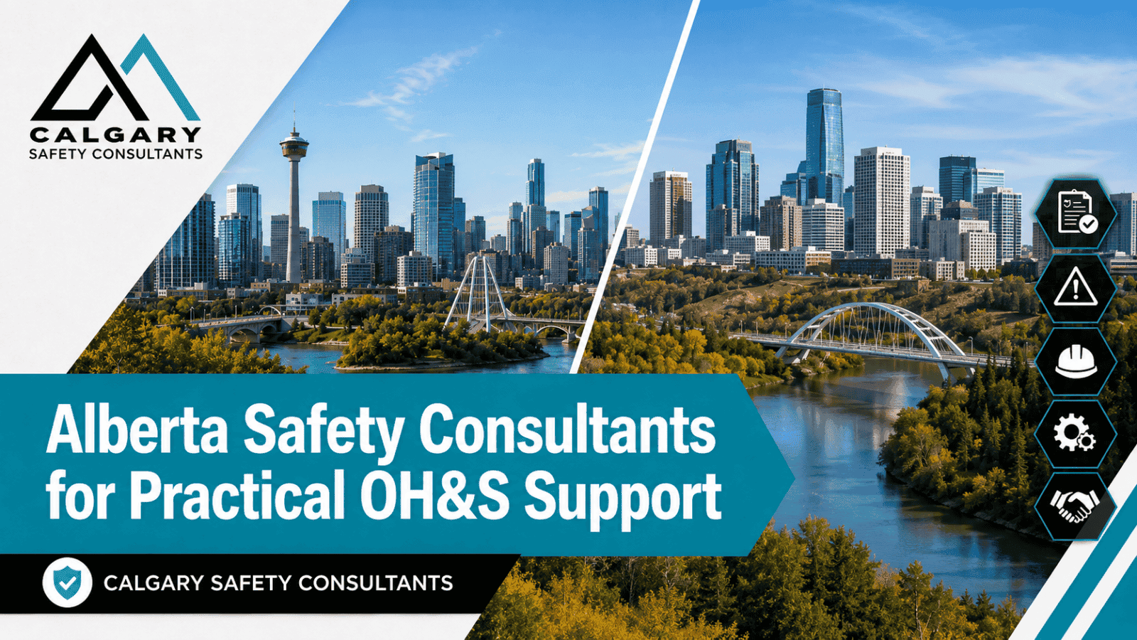 Safety consultant reviewing Alberta workplace safety documents with an employer. We provide Alberta Safety Consultants for your neeeds.