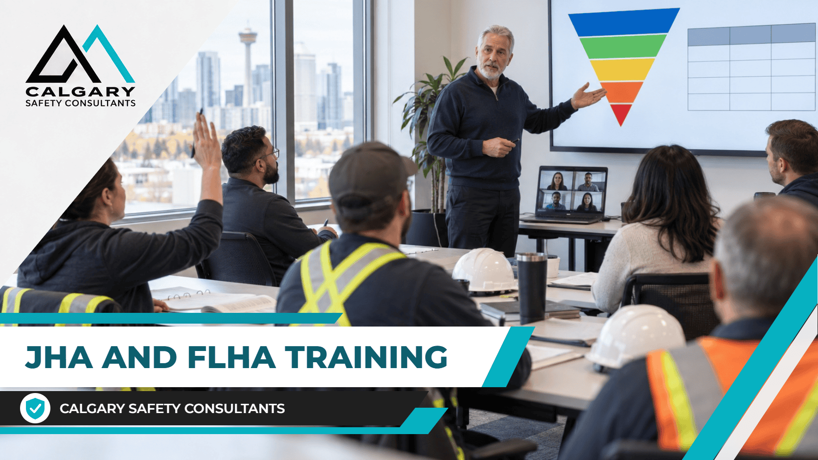 Classroom hazard assessment training with an instructor teaching JHA and FLHA methods